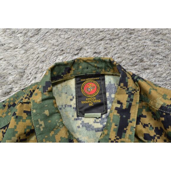 Military Green Cotton Blend Shirt Men S Long Sleeve Woodland Marpat Camouflage - Picture 5 of 6